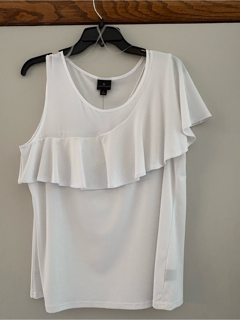 Worthington White One-Shoulder Ruffle Camisole
